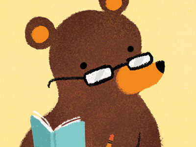 Studious Bear bear books cute illustration library reading