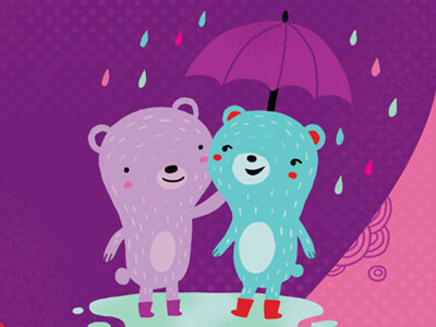 D'aww bears cute cute implosion illustration love raindrops umbrella wellies