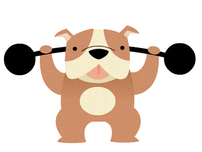 Bulldog Weightlifter animation bulldog cute gif stickers weightlifting