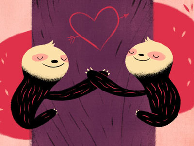 Sloth Love characters cute greeting card illustration love sloth valentines day