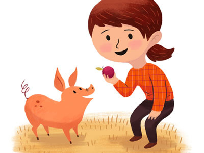 Fern and Wilbur characters charlottes web children cute farm fern illustration kids pig wilbur