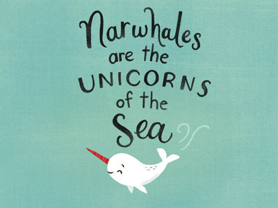 Wendell childrens book handlettering illustration lettering marine life narwhal narwhale ocean sea unicorn