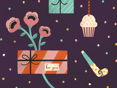 Birthday icons birthday celebration floral greeting card icons illustration texture web