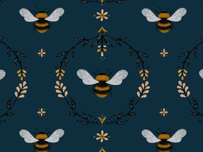 Save the Bees! animals bees bumblebees floral pattern pollinators print