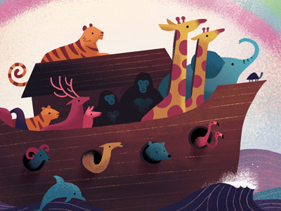 Noah's Ark animals bible book cover children cute illustration noahs ark rainbow religion storybook zoo