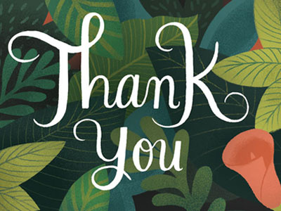 Tropical Thank you botanical cursive foliage greeting card handlettering illustration pattern plants stationery thank you tropical