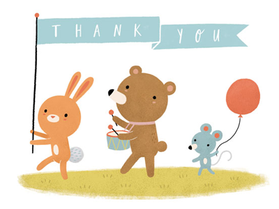 Baby Shower Thank You Cards adorable animal parade baby shower cute illustration parade thank you