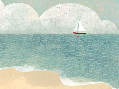 Beach beach childrens book illustration kid lit landscape ocean sailboat texture