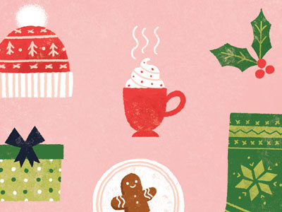 A merry little somethin' for Surtex christmas festive greeting card holiday hot chocolate icons illustration surtex