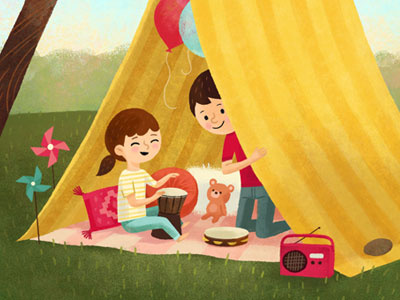 DIY Garden Den Part 3 adventure advertising camping children diy illustration kids narrative outside spot series story tent