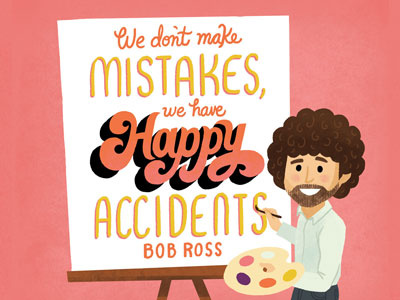Bob Ross 70s style bob ross handlettering happy trees illustration lettering portrait quotes