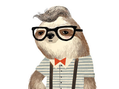Hipster Sloth bowtie funny greeting cards hipster illustration sloth