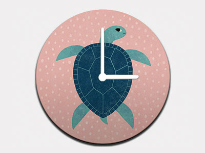 Smiling Sea Turtle Clock animals children clock home decor illustration marine life ocean sea sea turtle turtles