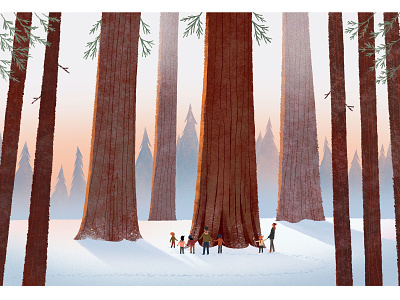 Sequoia california childrens books illustration landscape nature painting redwoods sequoia trees