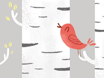 Birch Bird birch tree bird cute illustration