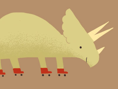 Trike childrens illustration cute dinosaur rollerskates
