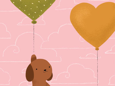 Puppies and Balloons balloon childrens illustration cute dog illustration puppy