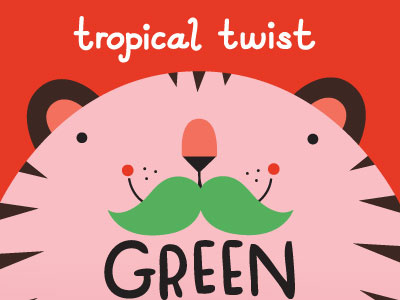 Tiger cute green mustache handlettering illustration logo packaging tiger