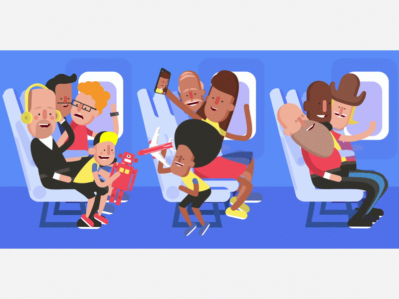 AIR TRAVEL airplane animation character design gif illustration people travel