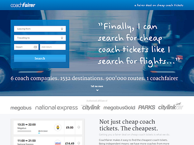 coachfairer.com bus search homepage