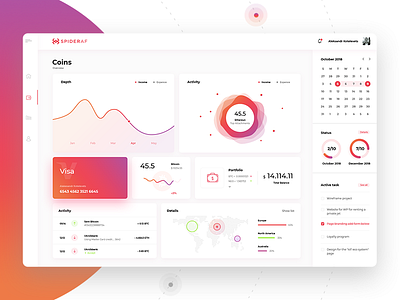 SpiderAf Dashboard app blockchain clean crm dashboard interface task ui user ux web