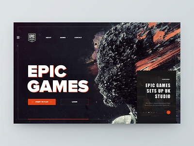Epic Games artlemon black concept game play site ui ux web website