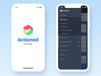 Actioned app data interface mobile task manager ui ux