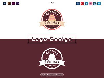 CHARVI'S CAKE SHOP LOGO DESIGN v2.0 app design brand design business card design design digital illustration graphicdesign illustration logodesign social media uidesign webdesign