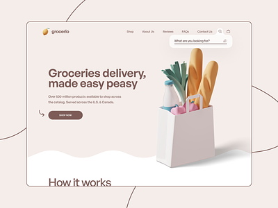 Groceries delivery Web design (#022) challenge dailyui design ecommerce figma food groceries icons8 illustration light search shop shopping ui ux web webdesign