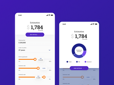 Mortgage Calculator / Daily UI #4 app bank calculator design graphic design mobile mobileapp mortgage ui ux