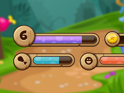 Character UI game kids level pill bars ui vector wood