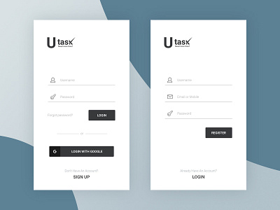 Login - Sign Up UI Page Concept app black login minimal mobile register sign in sign up ui uiux ux white