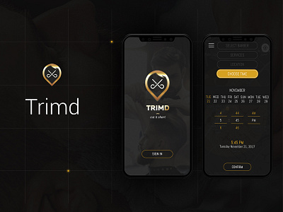 Trimd Barber's App ! android app calendar design home icon ios login minimal mobile ui uiux user interface ux