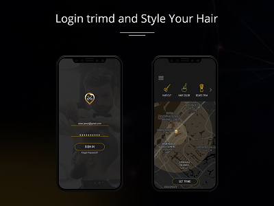 Trimd Barber's App Screen - 2 android app design home icon ios login menu minimal mobile sign in sign up ui uiux user interface ux