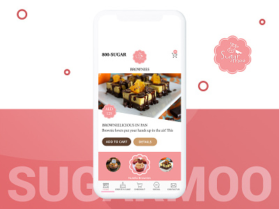 Sugarmoo Cake Delivery Application UI. android app cake design home icon ios minimal mobile online ui uiux user interface ux white
