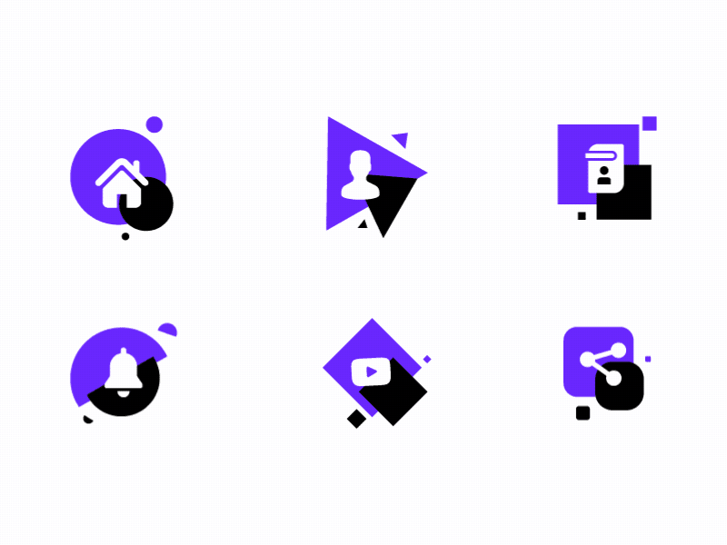 Rebounded Icons !! android animation app bell contact gif home icon icons set illustration ios kit logo minimal profile share uiux vector video website