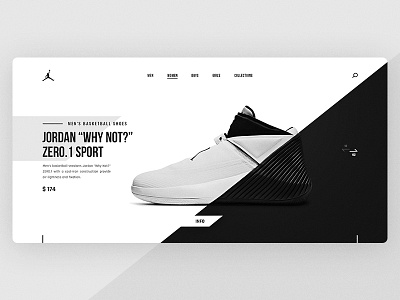 Concept page for Jordan "Why Not?" ZER0.1 black design jordan shoes sport ui ux white why not