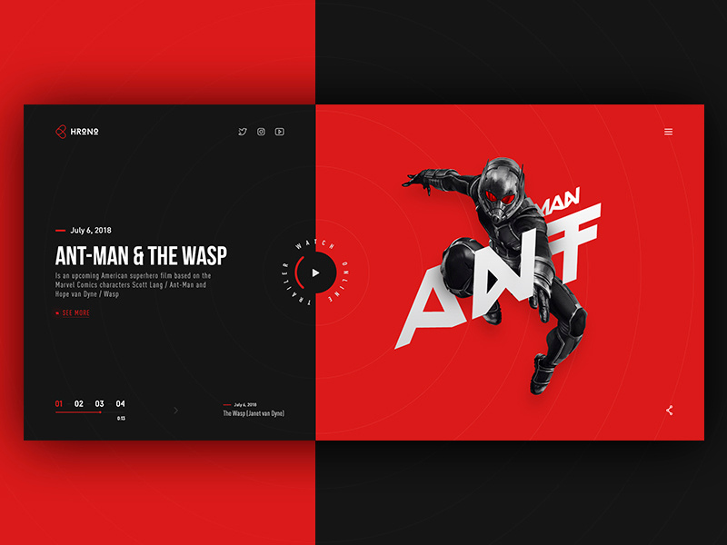 Cinema site web-design concept site design concept ui ux red black ant-man cinema