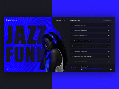Online Music Portal, concept design black blue dark design music site ui ux