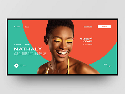 Nathaly Quinonez - personal website concept animation colors design fashion grid interaction layout model summer ui ux web site