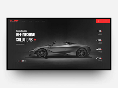 Caliber Refinishing Solutions Inc. Web Design animation black dark design grid interaction motion red site ui ux
