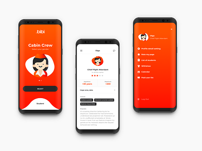 BiBi Application android app application design ios menu mobile profile ui ux