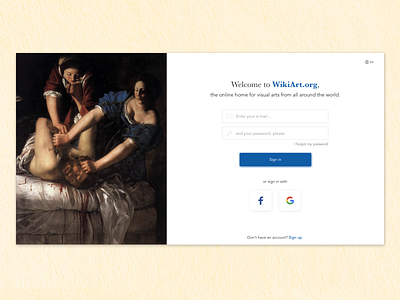 Redesign: sign in Wikiart dailyui desktop sketch ui