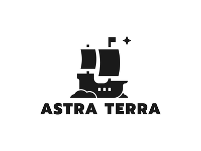 Astra Terra black and white blackandwhite emblem logo logotype mark minimalism monochrome ship ship logo ship logotype symbol