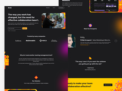 Bizly landing page ui webinar website design