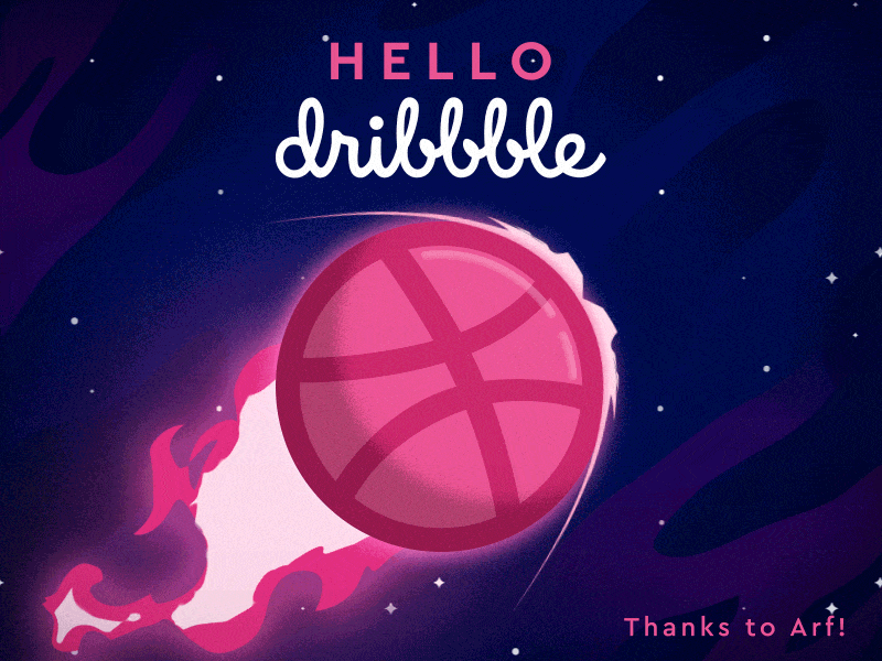 Hello Dribbble! after effects hello motion pink space stars