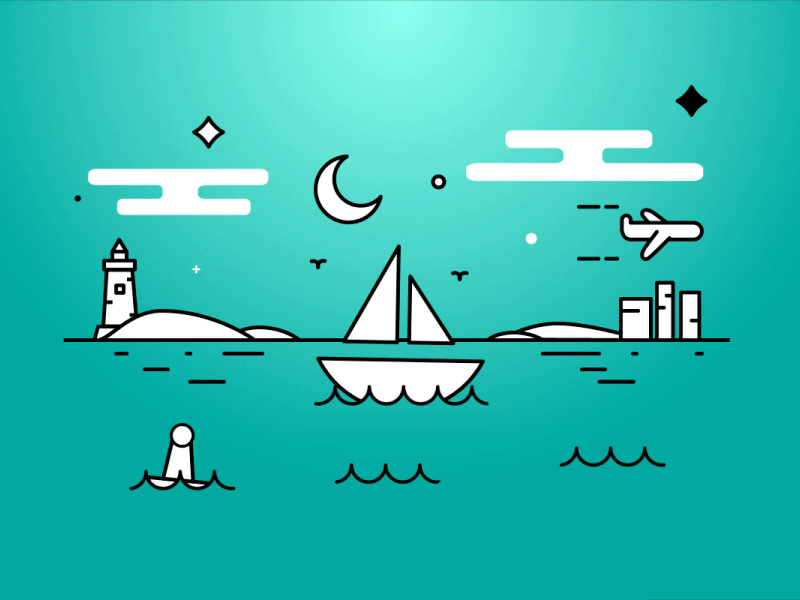 Bouncing Boat illustration one color motion design animation after effects motion