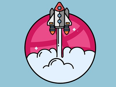 Dribbble Sticker :) design dribbble flat illustration illustrator playoff rebound rocketship sticker