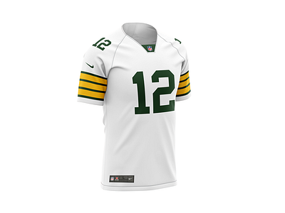 Green Bay Packers Nike Road Game Jersey - White - Aaron Rodgers - Womens