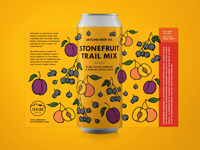Stonefruit Trail Mix Label Design for Skyline Beer Co. beer art beer branding beer can beer label craftbeer design illustration